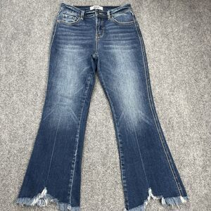 Mica Los Angeles Jeans Sz 27 High Rise Crop Flare W/ Uneven Hem MDP-F388DK